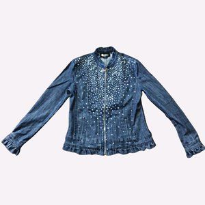 Rhinestone Denim Jacket, Juniors Size M